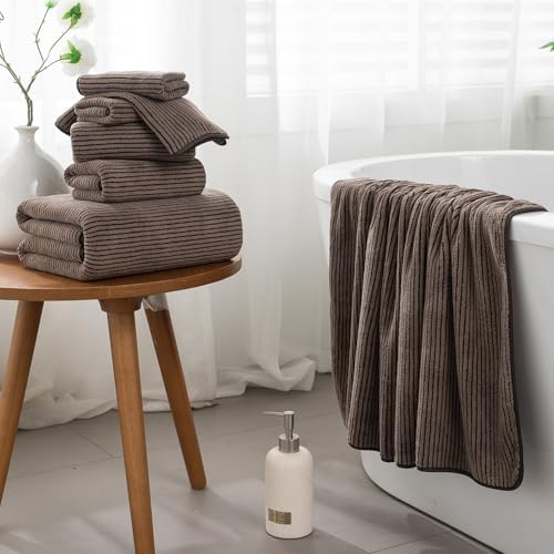 Jessy Home 4 Piece Bath Towel Set Brown