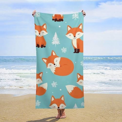 4SEE Cute Fox Beach Towels - Extra Large Lightweight