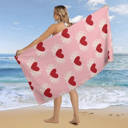 Valentines Day Heart with Wings Fluffy Beach Towel 32x64 Inch