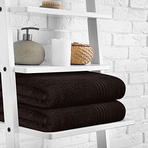 BOUTIQUO 2 Pack Bath Towel Set - Chocolate Brown