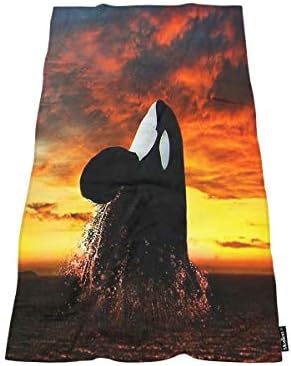 Ocean Orca Whale Pattern Bath Towel 64x32 Inches