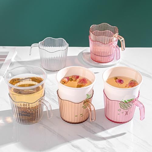 Luzen 4Pcs Plastic Cup Holder with Heat Insulation and Grip Handle