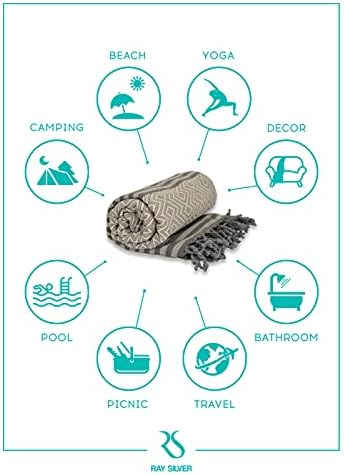 RAY SILVER 4-Pack Turkish Beach Towels 40x71 100 Cotton