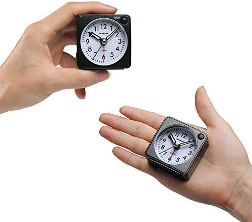 Peakeep Ultra Small Travel Alarm Clock with Snooze Light and Silent Movement Black