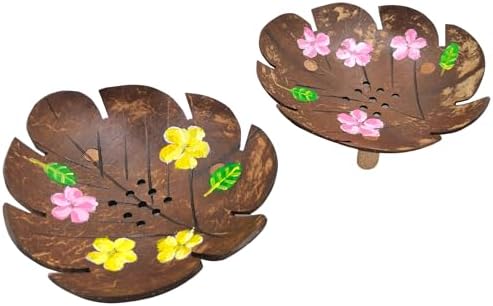 Coconut Shell Soap Dish Leaf Design 2 PCS