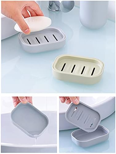 2PCS Khaki Plastic Square Soap Dish for Bathroom Kitchen