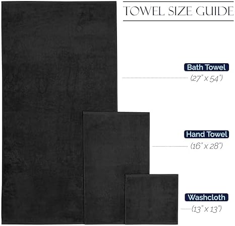 Elegant Comfort Premium Cotton 8-Piece Towel Set Black