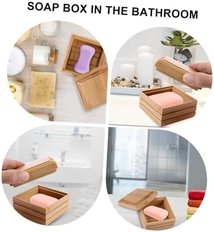 LIFKOME Natural Wood Soap Dish with Lid 1