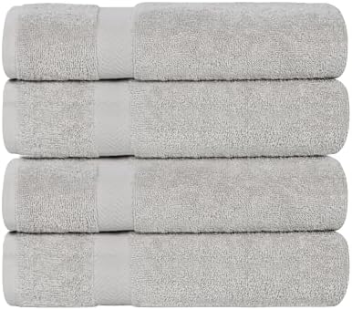 Superior 4-Piece Cotton Bath Towel Set Silver