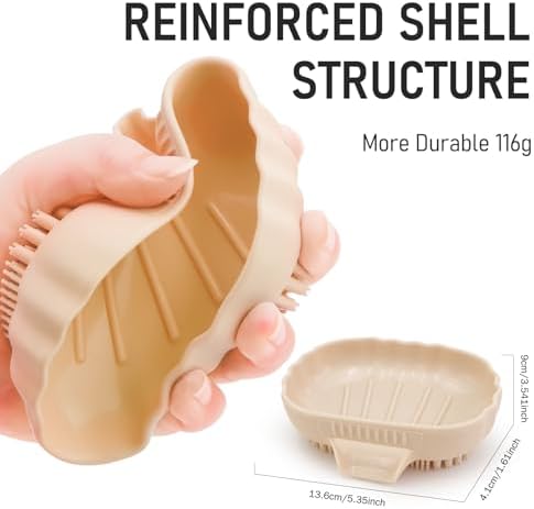 Cute Sea Shell Silicone Soap Dish with Bristles Brush