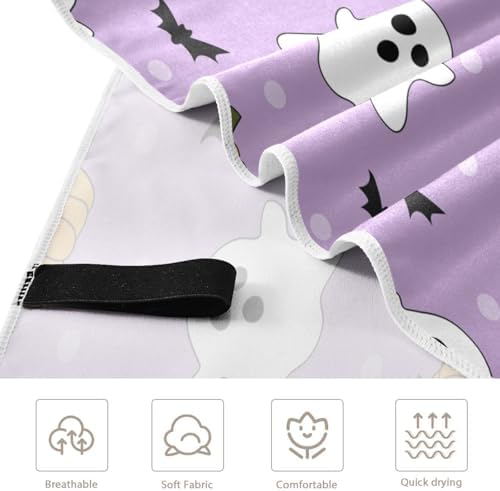 YETTASBIN Halloween Ghost Beach Towel with Travel Bag 1