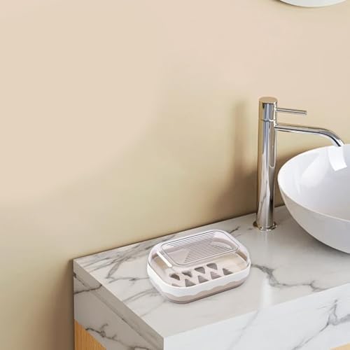 Portable Plastic Soap Dish with Lid for Travel and Bathroom