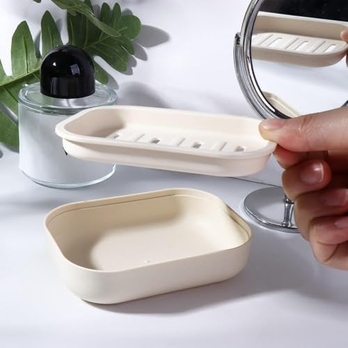 Portable Double Layer Soap Dish with Slots - PP Material