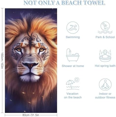 4SEE Plus Size Beach Towel with Lion Design