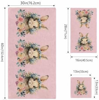 ZOE GARDEN Easter Bunny Pink Bathroom Towel Set 3-PC