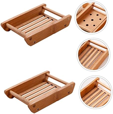 Amosfun 2pcs Wooden Soap Tray for Bathroom