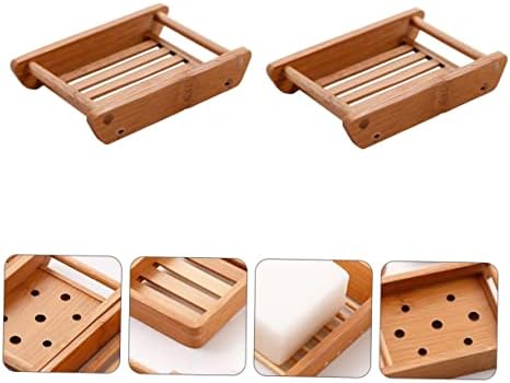 Amosfun 2pcs Wooden Soap Tray for Bathroom
