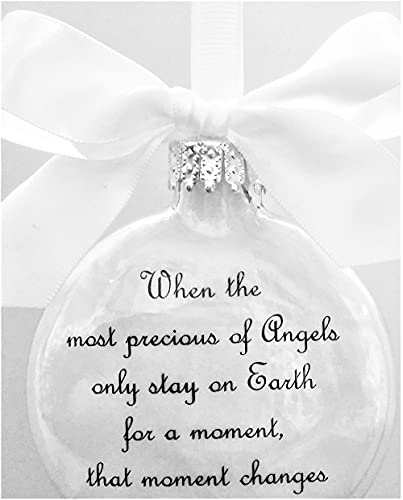 Baby Memorial Ornament with Feather and White Bow