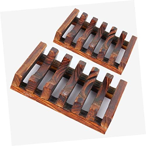 3pcs Wooden Soap Holder Drain Rack with Classic Style Dish Tray