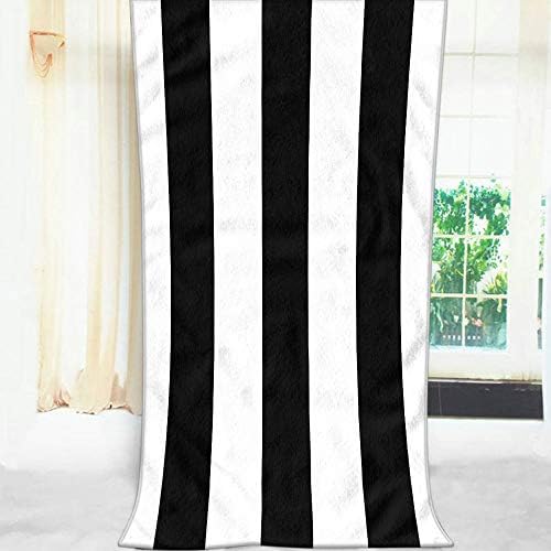 Soft Bath Towels with Black and White Stripes for Home Beach Camping