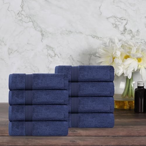 Superior Egyptian Cotton Towel Set of 8 Navy Blue