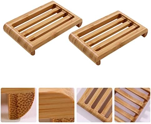 HOOTNEE Travel Soap Dish Bamboo Style Sturdy Holder