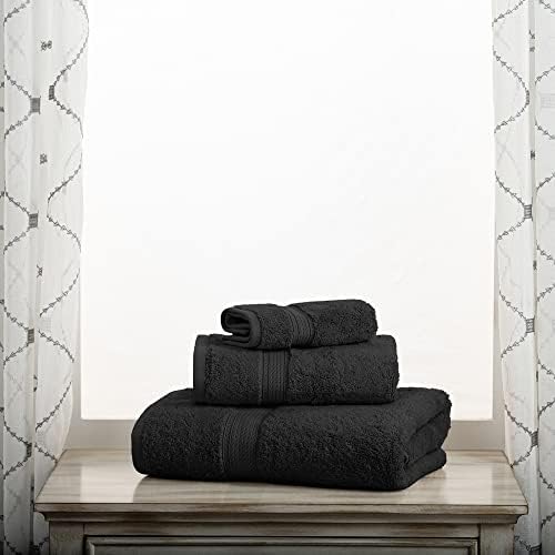 Superior Egyptian Cotton Pile 3 Piece Towel Set - Black