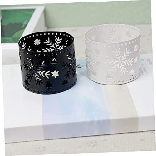 Cabilock Iron Hollow Christmas Candle Holder Snowflake Design Black
