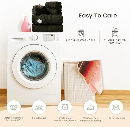 SEMAXE 6-Piece Solid Towel Set - Black 600GSM 100 Cotton