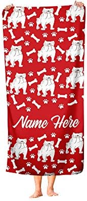 Personalized British Bulldog Beach and Bath Towels - Large and Medium 1