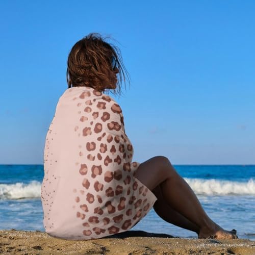Rose Gold Glitter Pink Cheetah Microfiber Beach Towel