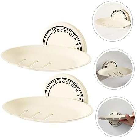 Unomor 2Pcs Wall Mounted Soap Dish Holder for Bathroom and Kitchen