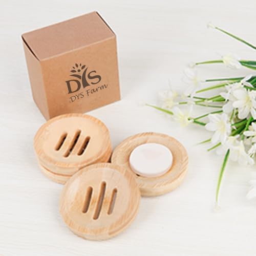 4 Pieces Bamboo Soap Dish Holders - Round Natural Wooden Soap Trays