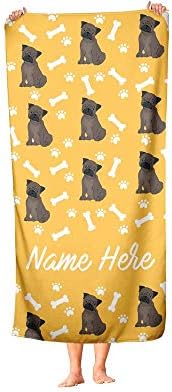 Extra Large Personalized Pet Pug Towel for Kids and Adults