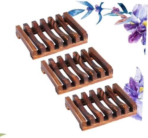 3pcs Wooden Soap Dish Classic Style Holder for Bathroom Kitchen
