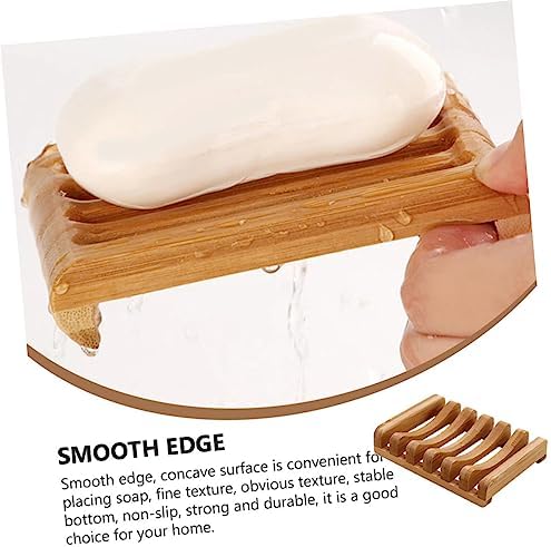 Cabilock 2pcs Bamboo Soap Holder for Bathroom and Kitchen