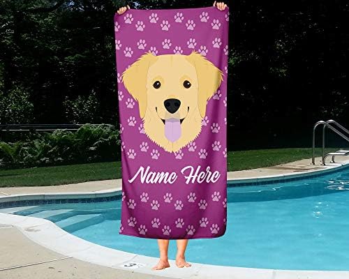 Personalized Golden Retriever Beach and Bath Towels