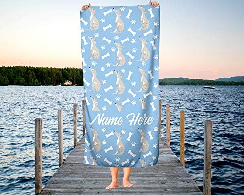 Personalized Pet Greyhound Towel - Custom Travel Bath Beach Pool Towel