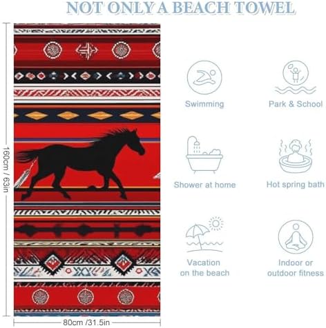 4SEE Extra Large Beach Towel with Horse Dreamcatcher Design