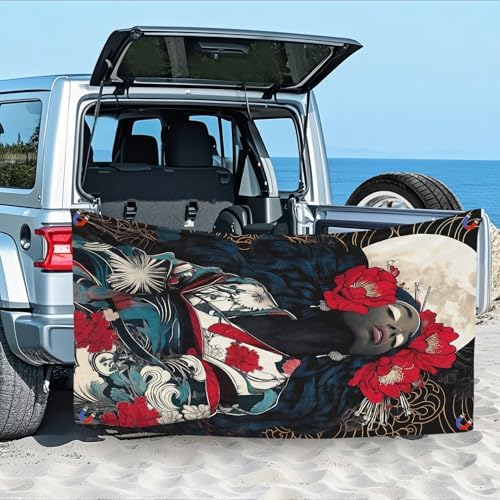 PolXmyxor Magnetic Beach Towel with Buckle Black Red Flowers 27x52
