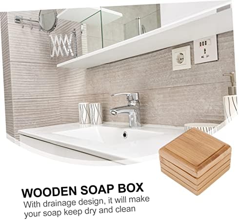 HOOTNEE Rustic Bamboo Soap Dish Handmade Wood Holder