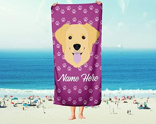 Personalized Golden Retriever Beach and Bath Towels