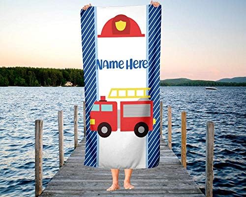 Personalized Corner Kids Beach Towel Police Firetruck Dumptruck Construction