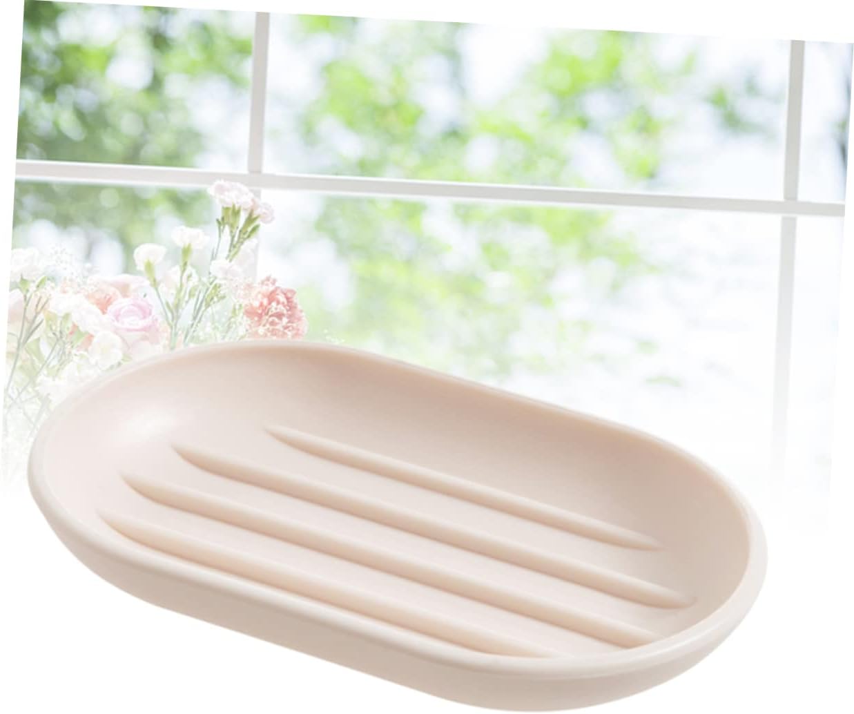 Oval PP Soap Dish for Bathroom Countertop