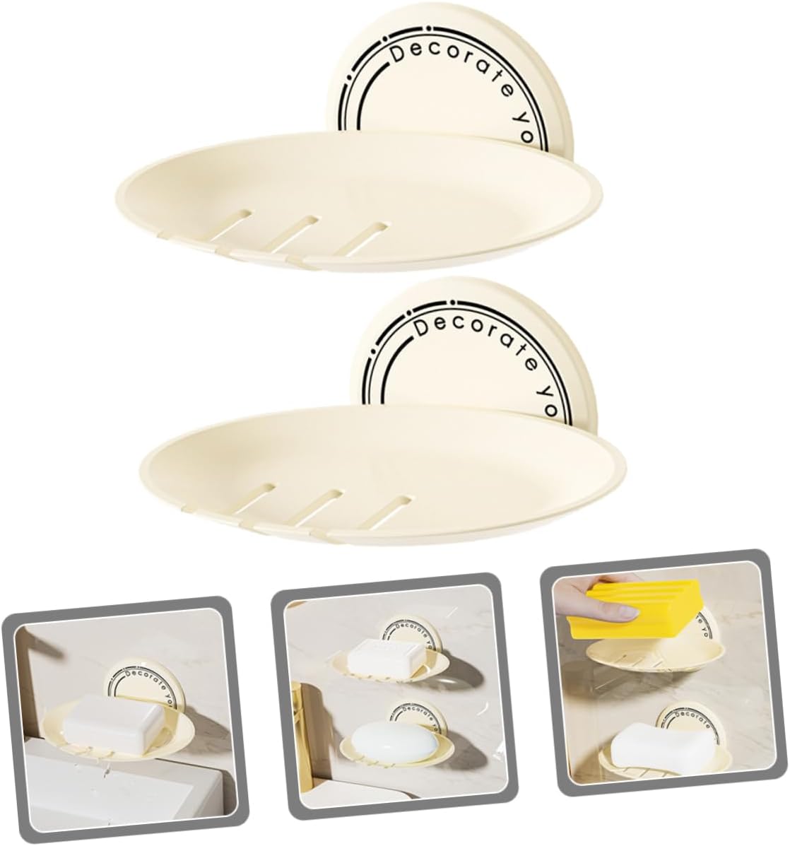2Pcs Wall Mounted Self Adhesive Soap Dish for Shower and Kitchen