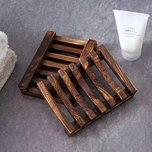 DIEWU 2 Pcs Wooden Soap Dish Self-Draining Bathroom Holder