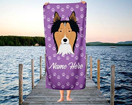Personalized Border Collie Face Beach Towel