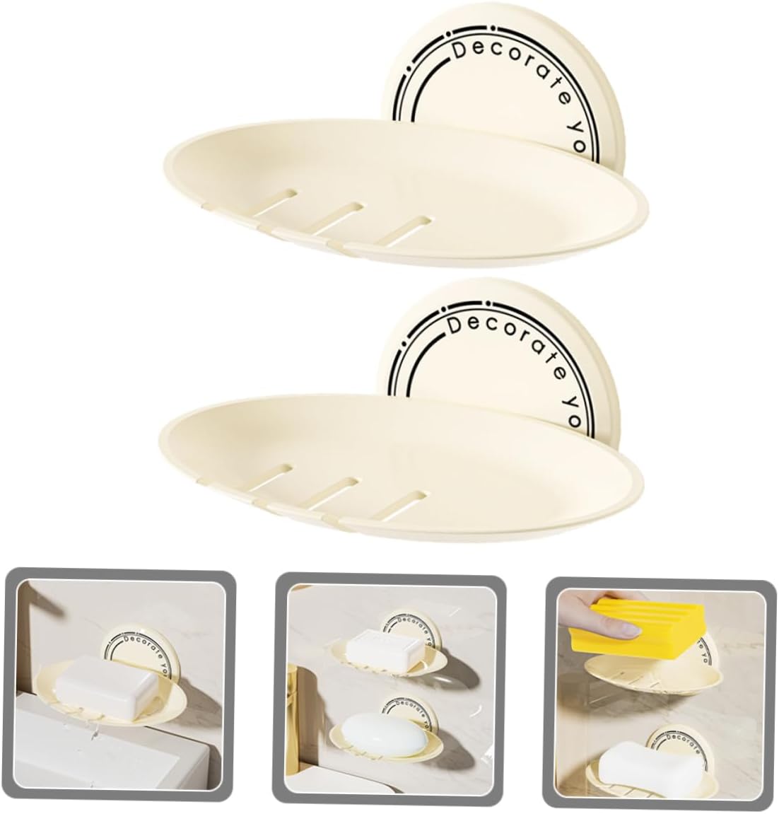 Amosfun 2pcs Self Draining Soap Dish Wall Mounted