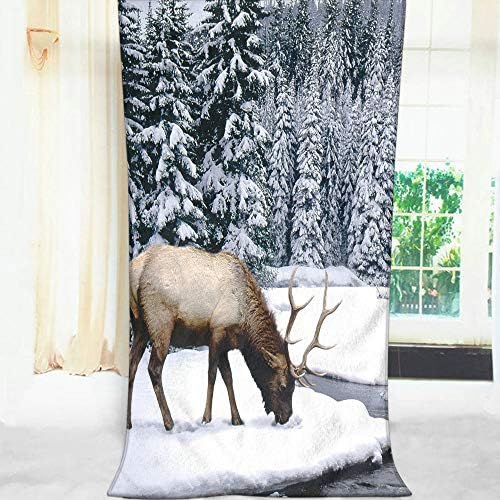 Moslion Elk Pattern Bath Towel 64x32 Inches