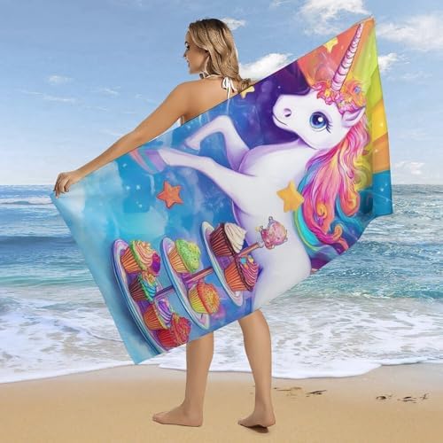 4SEE Super Soft Unicorn Rainbow Beach Towel